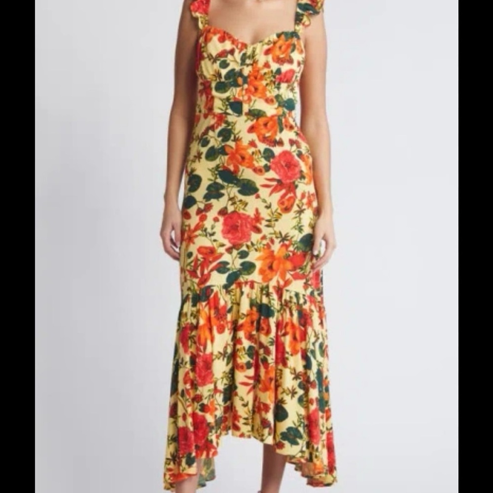 Chelsea28 Pink and Yellow High Low Sundress Sweetheart Neckline